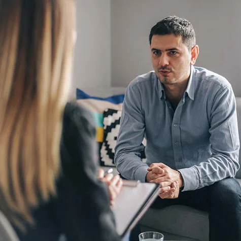Young man during a therapy session